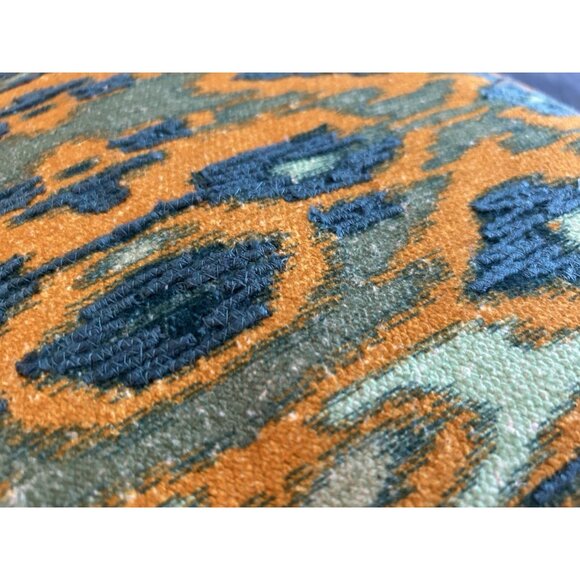 Woven Jute Turquoise Mustard Throw Pillow NWT Southern Living 22" Sq Tasseled - Picture 2 of 10